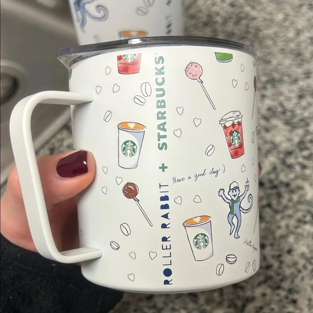 Roller Rabbit x Starbucks White Mug with Monkey and Coffee Design - Picture 3 of 3